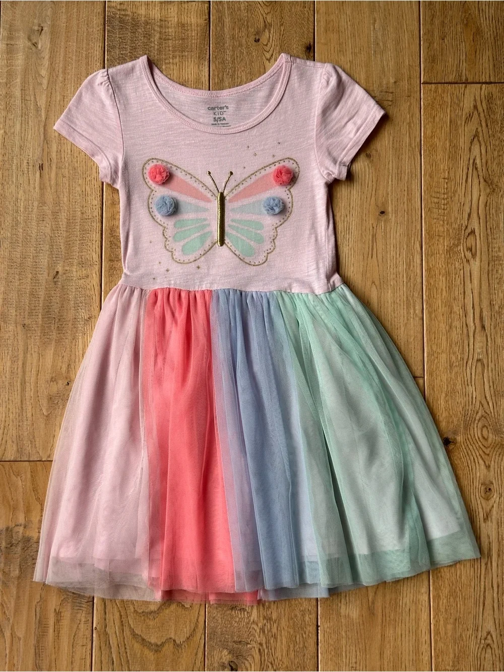 Carter’s Short Sleeve Butterfly Pastel Tutu Dress size 5